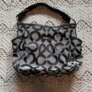 Y2K Coach Parker Op Art Hobo Bag - Gray/Black Signature Canvas (Style 13427)